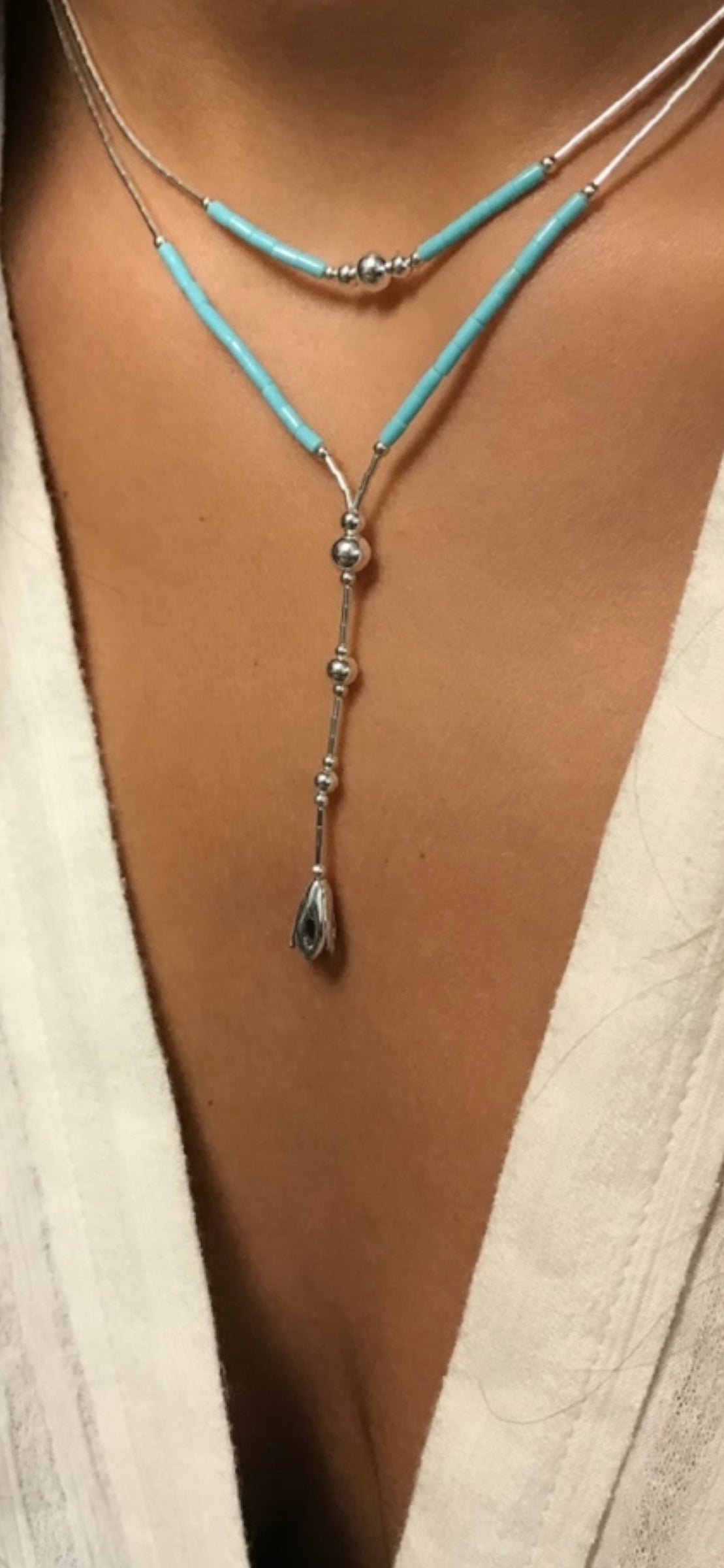 Collier Harpo 2 rangs turquoise