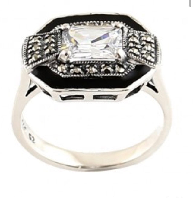 Bague Jeanne art déco en topaze claire