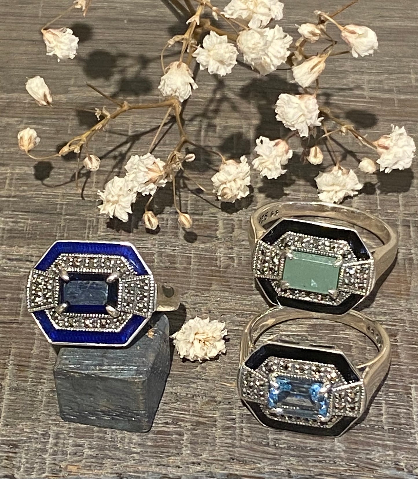 Bague Art Déco Jeanne Topaze bleue