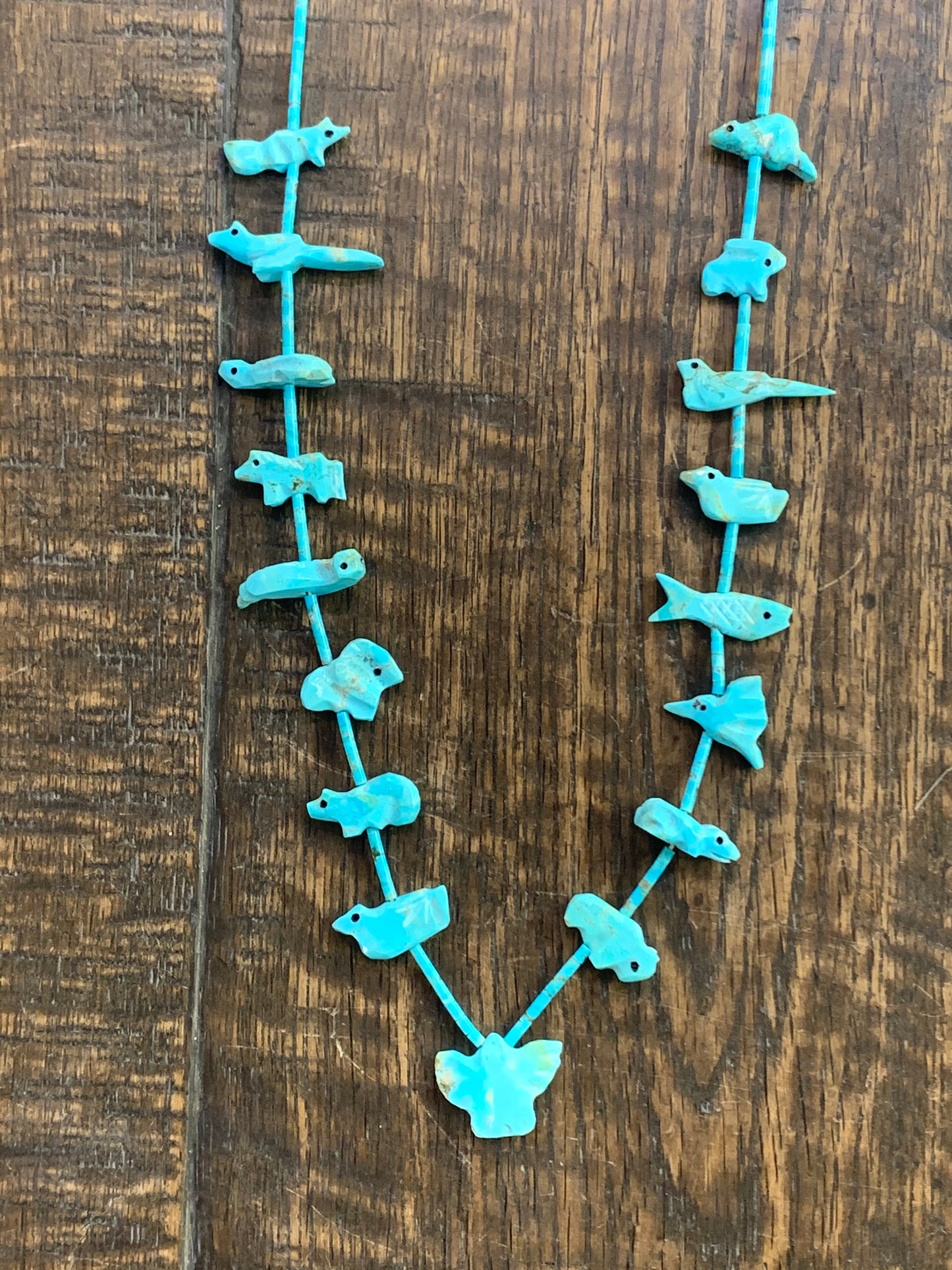 Collier fétiches Navajo en turquoises véritables de Harpo
