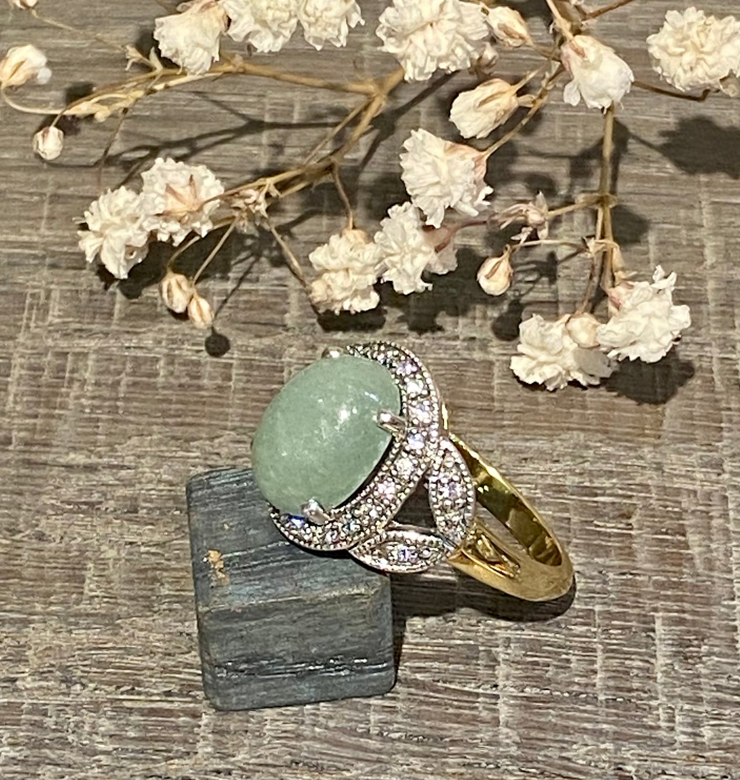 Bague Mathilde art déco en jade véritable
