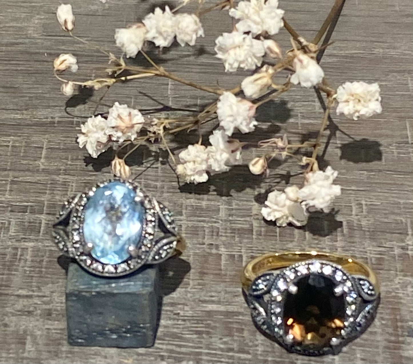 Bague Mathilde art déco en topaze bleue véritable