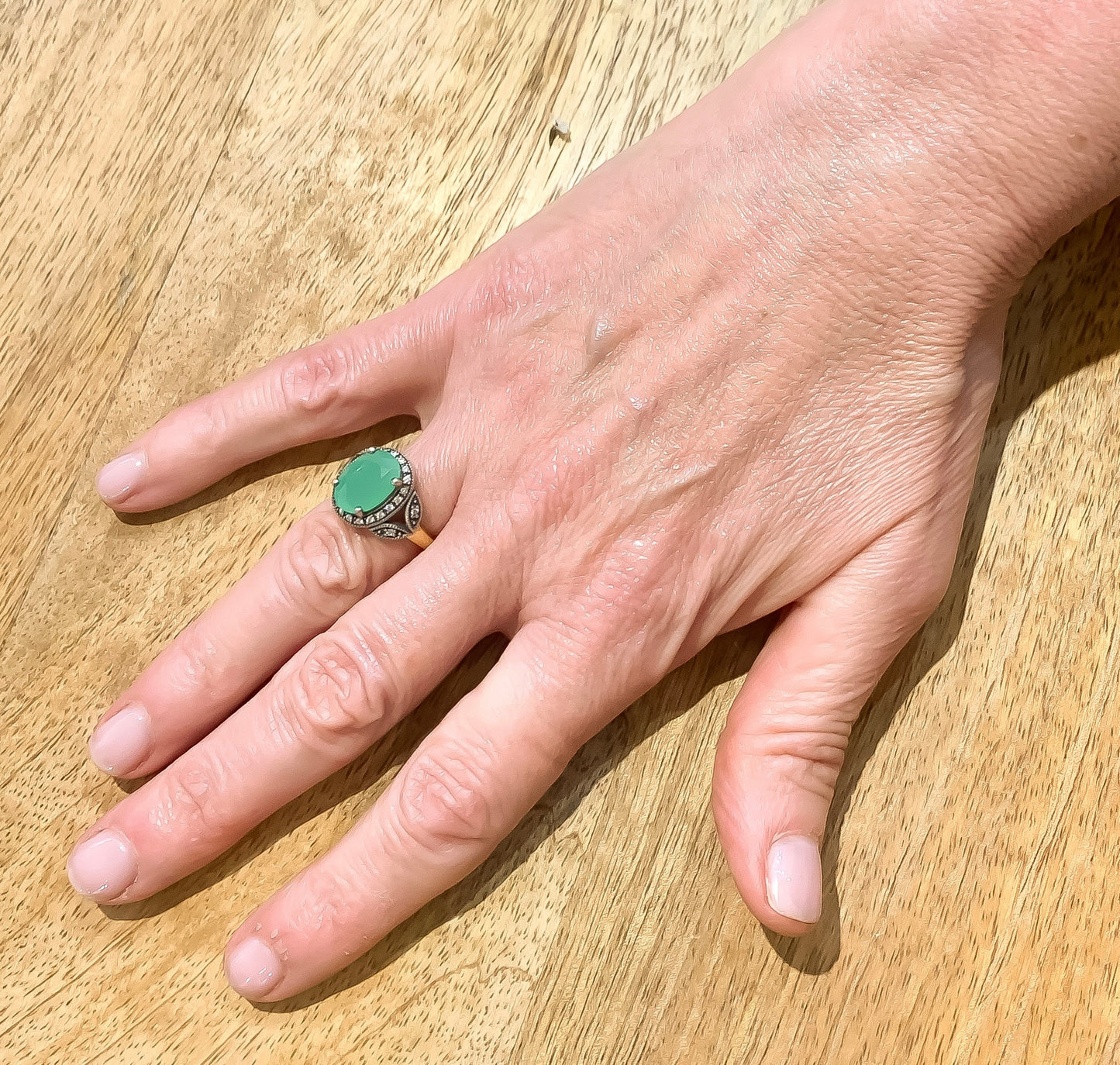 Bague Mathilde art déco en chrysoprase