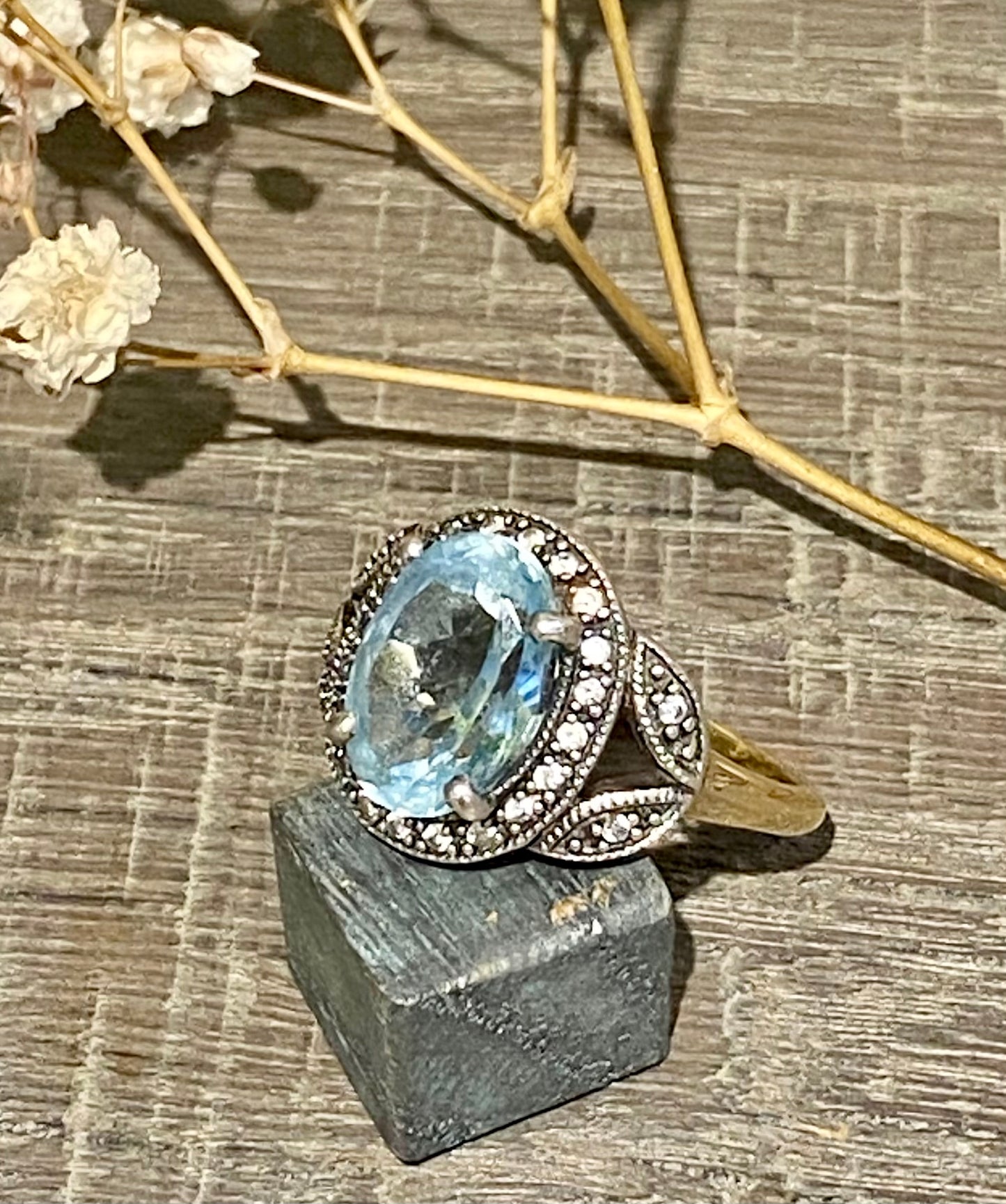 Bague Mathilde art déco en topaze bleue véritable