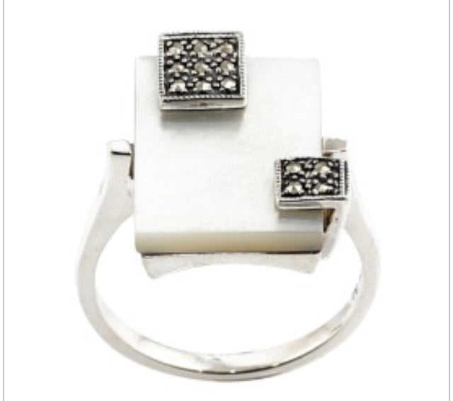 Bague Colette art déco en onyx sur argent