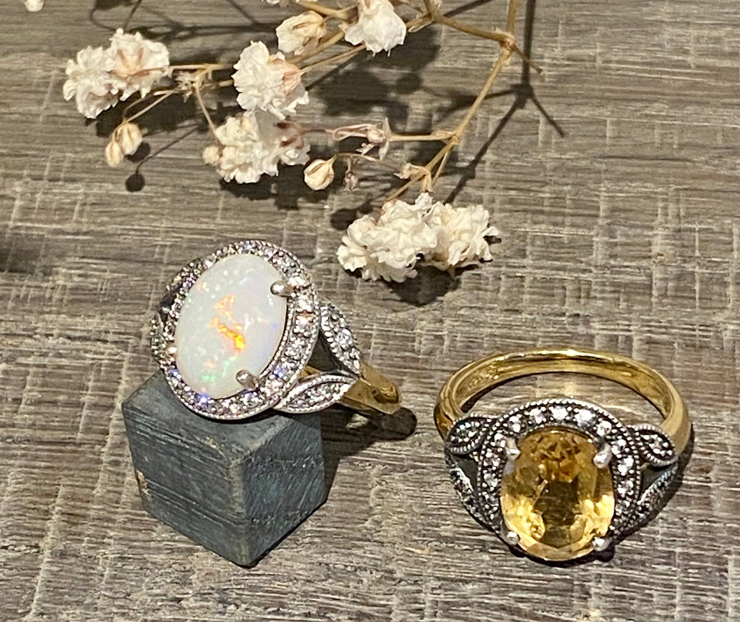 Bague Mathilde art déco en citrine véritable sur vermeil