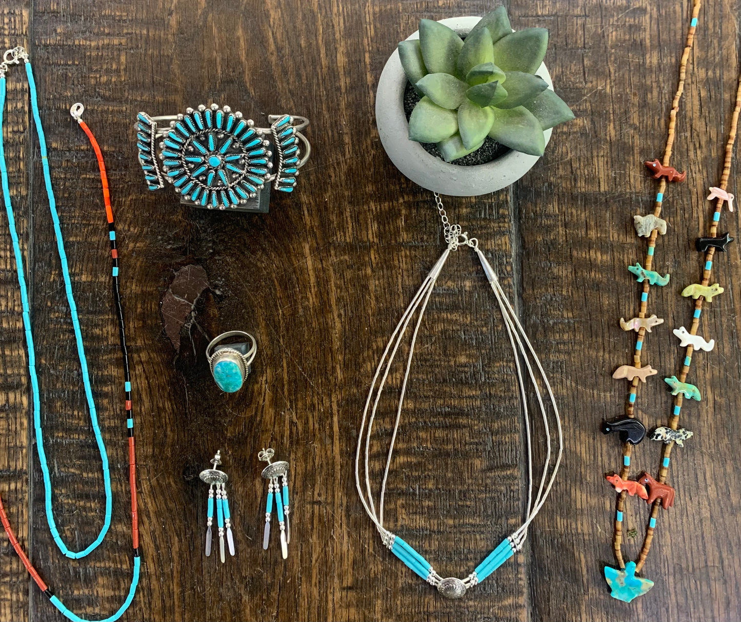Boucles Navajo Perles Heishi multicolores