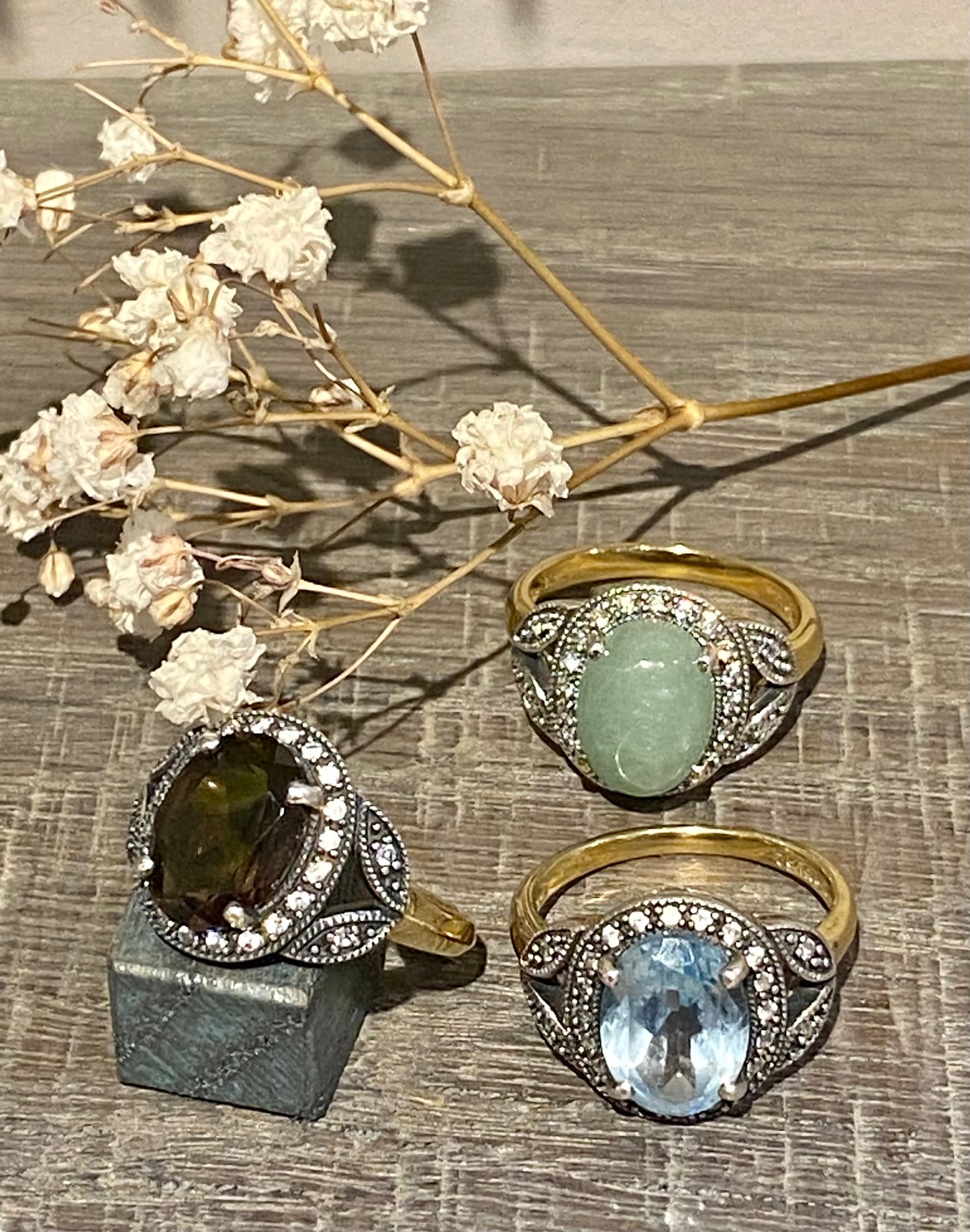 Bague Mathilde art déco en quartz fumé véritable