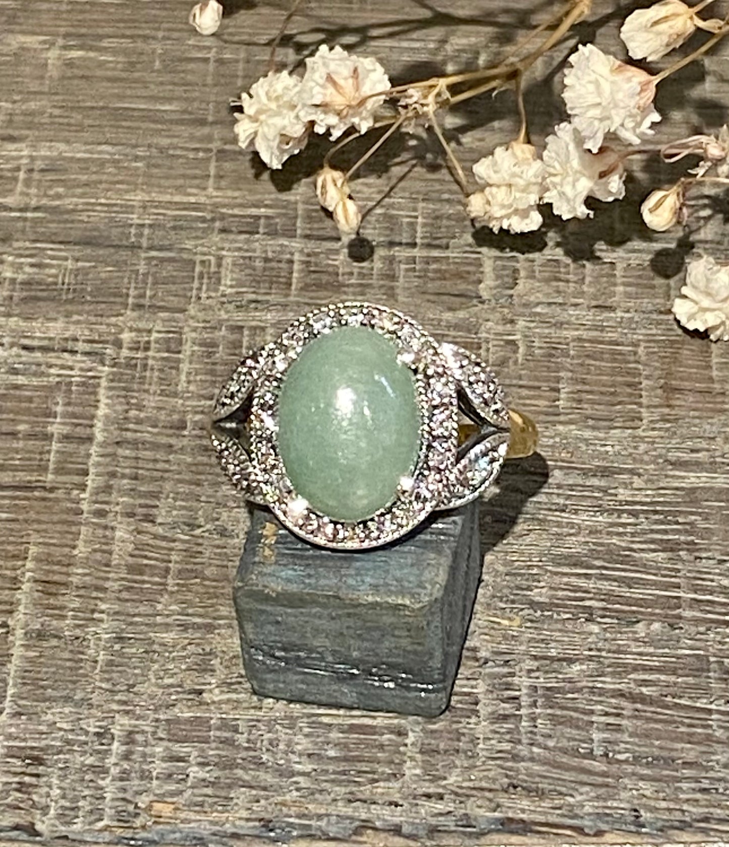 Bague Mathilde art déco en jade véritable