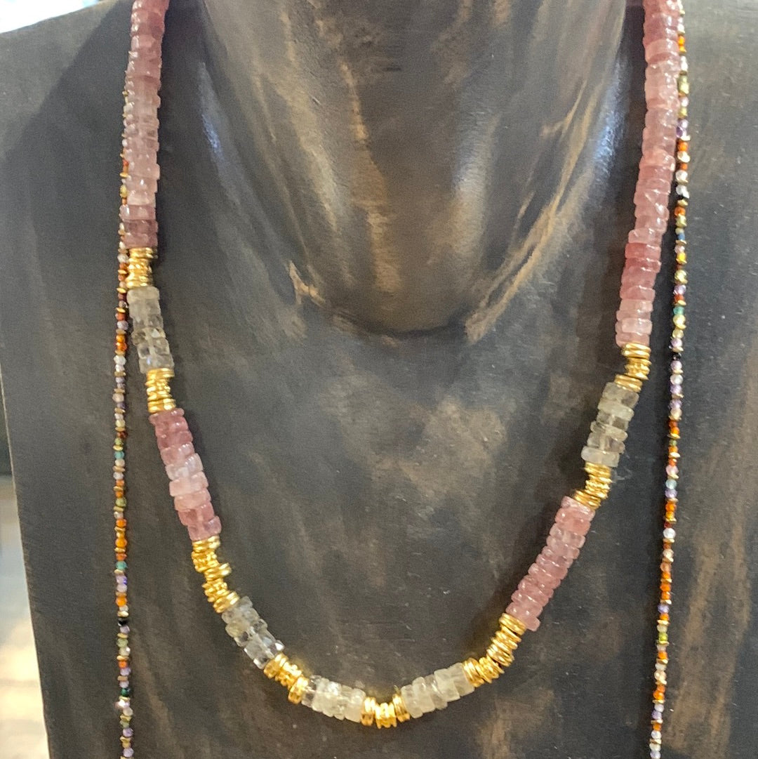 Collier Joconde tourmaline rose
