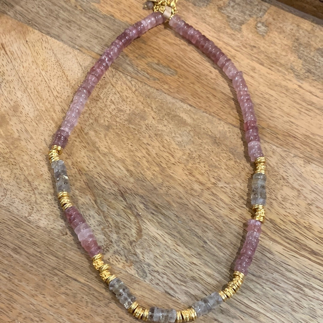 Collier Joconde tourmaline rose