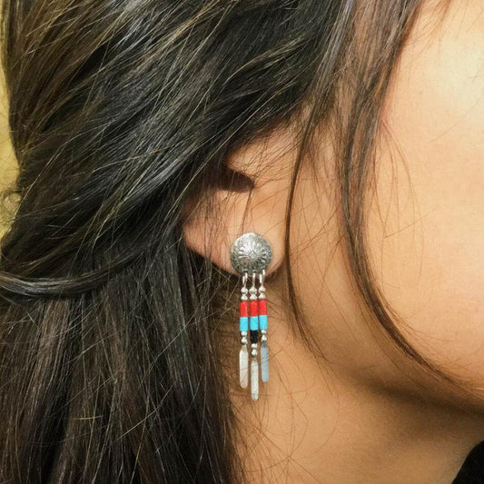 Boucles Navajo Perles Heishi multicolores - Gyptis Bijoux