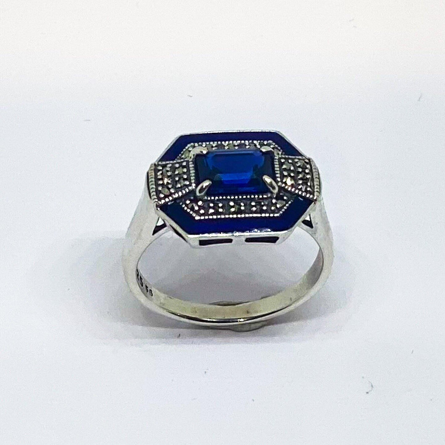 Bague Jeanne art déco en imitation saphir - Gyptis Bijoux