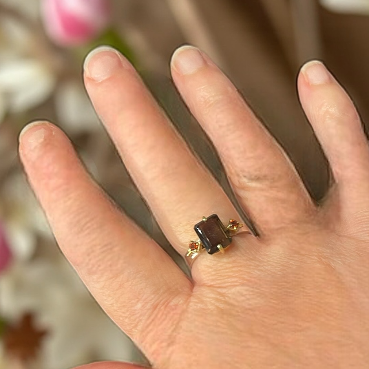 Bague Hélène en argent et pierres véritables