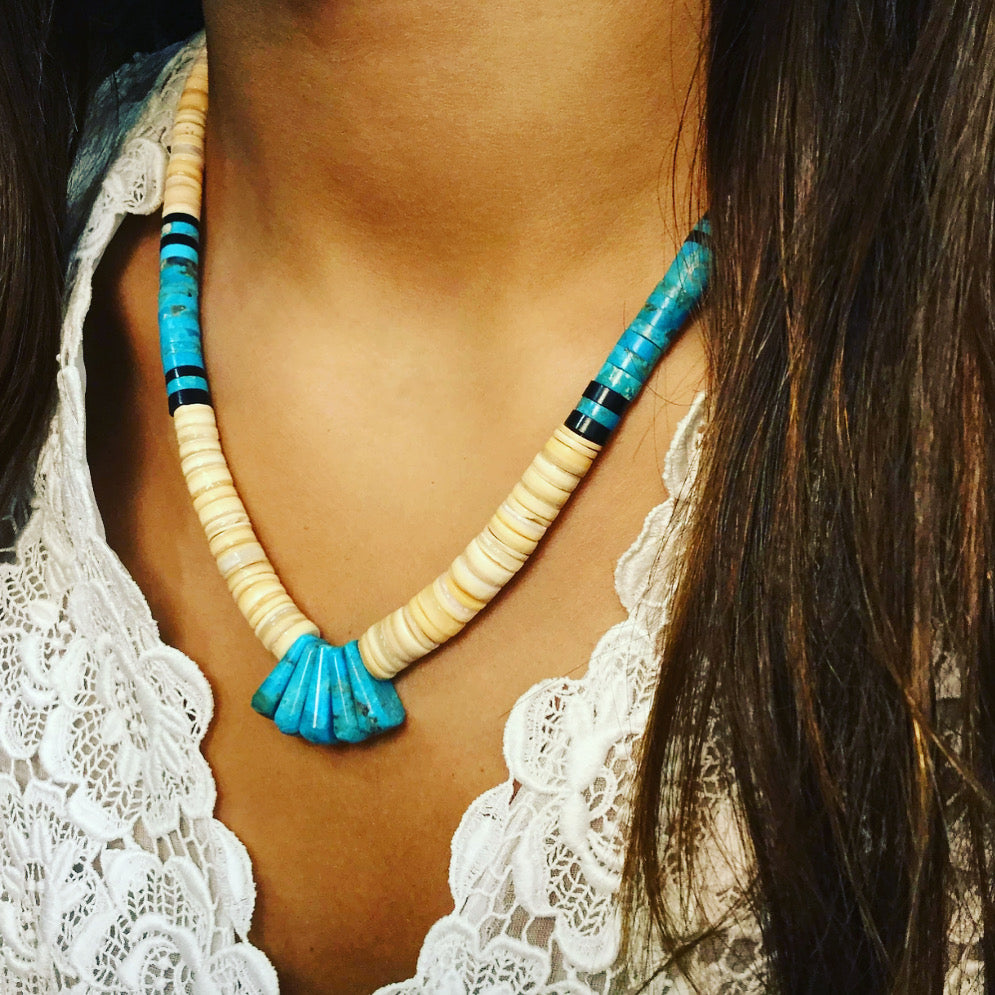 Collier Navajo turquoise Harpo